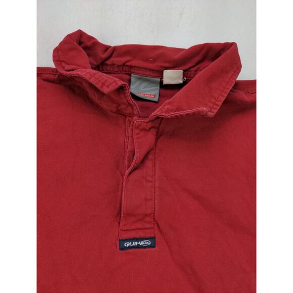 Mens Quiksilver Short Sleeve Polo Shirt Size L Red Logo Collared - Picture 4 of 10